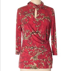 New York & Company midi sleeve Floral blouse